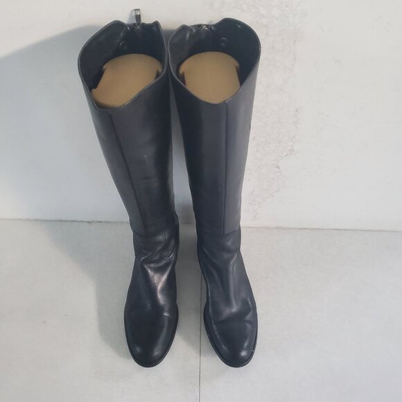 New Franco Sarto Black Leather Tall Riding Boot with Back Zipper size 9.5 - Picture 2 of 14